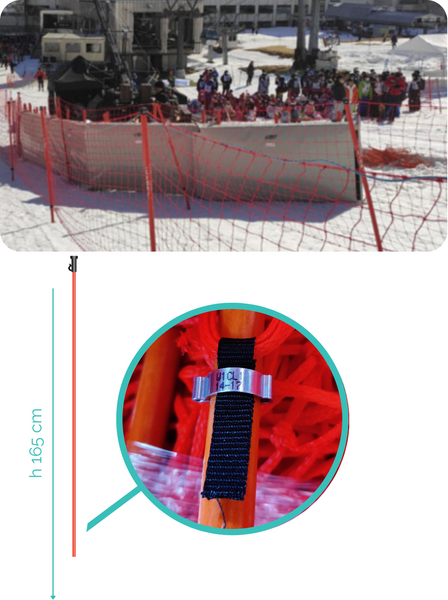 Filet de délimitation monté avec 7 piquets fibres 25mx125cm Rouge FIL-DEL-R-M